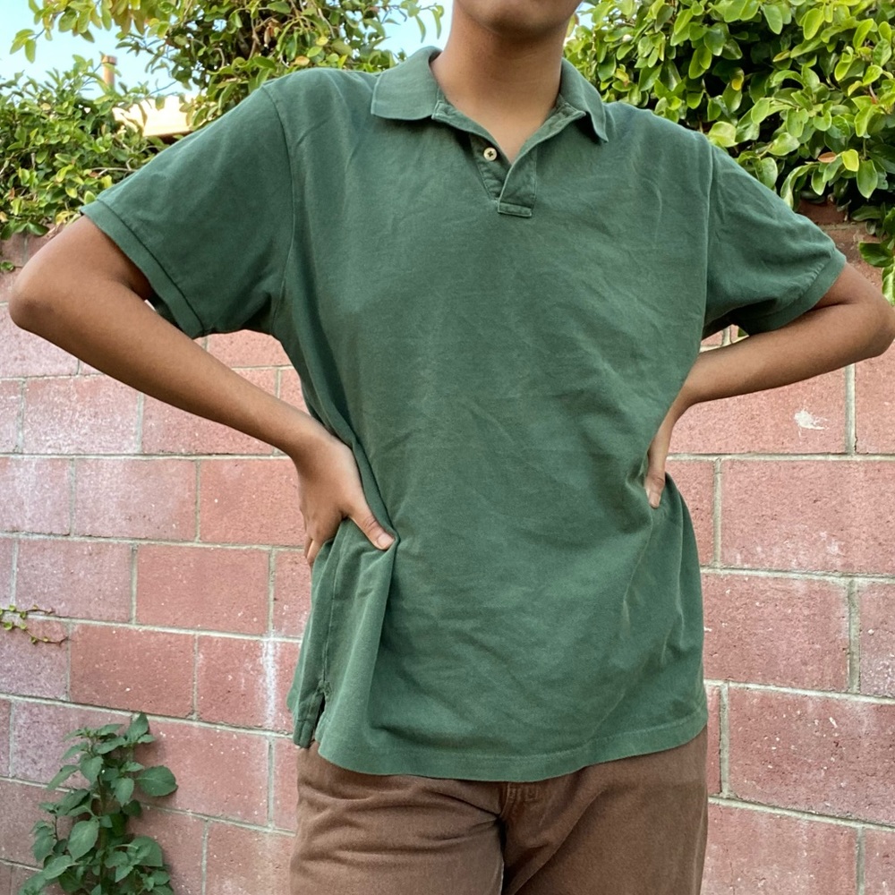 old navy dark green polo
